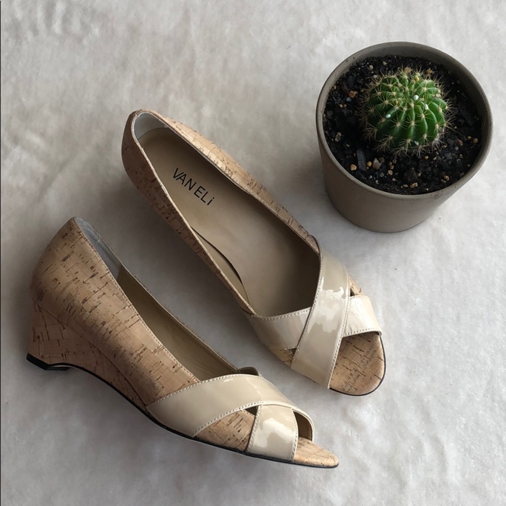 Vaneli Cork Peep Toe Pumps